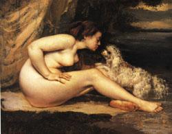 Gustave Courbet Nude with Dog Germany oil painting art